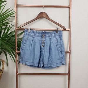 American Eagle Chambray/Denim High Rise Shorts